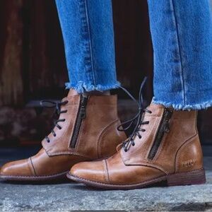 Bed Stu lace up Leather Boots dual zippers size 10